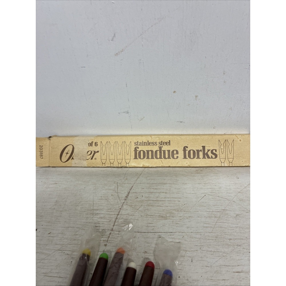 Vintage 1970s OSTER Fondue Forks Set of 6 NEW, Original Box, Stainless Steel NOS